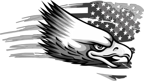 Ilustração Cabeça Águia Com Bandeira Americana — Vetor de Stock