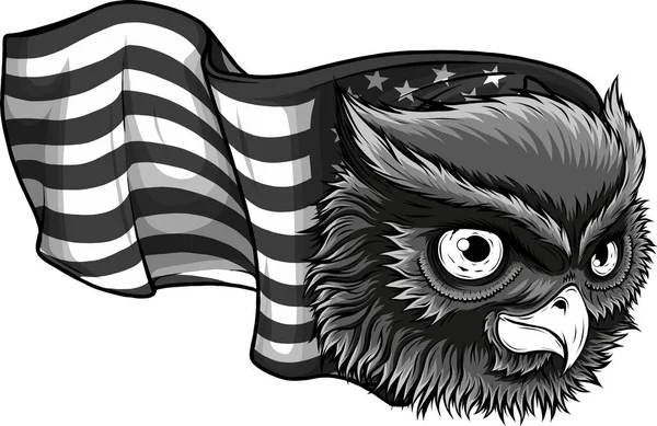 Amerikan Bayrağıyla Baykuşun Çizimi — Stok Vektör