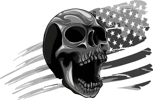Ilustración Bandera Americana Con Cráneo — Archivo Imágenes Vectoriales