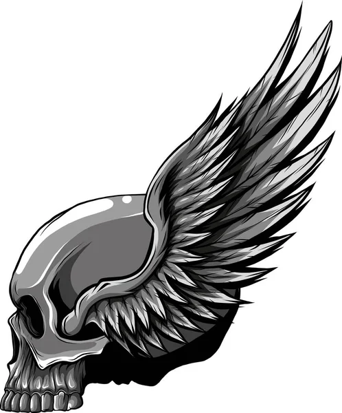 Skull Head Wings Mascot Design — Stock Vector