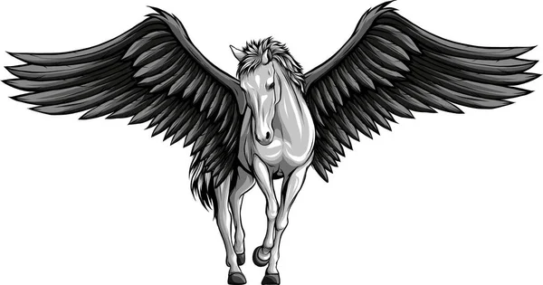 Cavalo Voador Pegasus Majestic Pegasus Cartoon Vector Logo Mascote Design —  Vetores de Stock