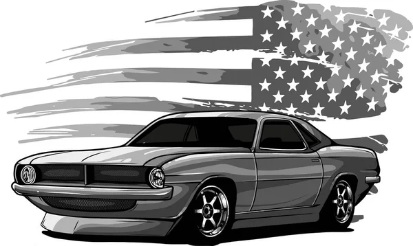Графический Дизайн Американского Мускулистого Автомобиля — стоковый вектор