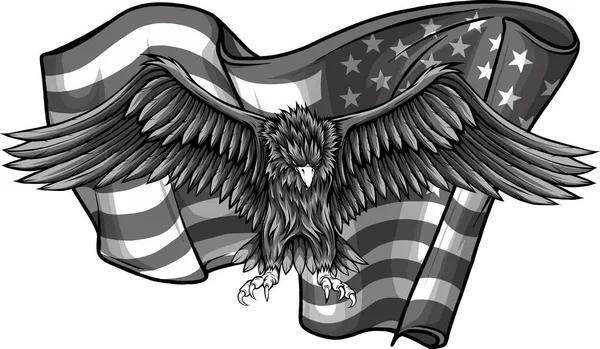 Amerikanischer Adler Mit Flagge — Stockvektor