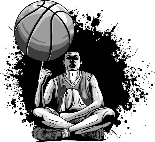 Illusztráció Fehér Alapon Kosárlabdázó — Stock Vector