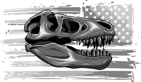 Ilustrace Tyrannosaura Rexe Americkou Vlajkou — Stockový vektor