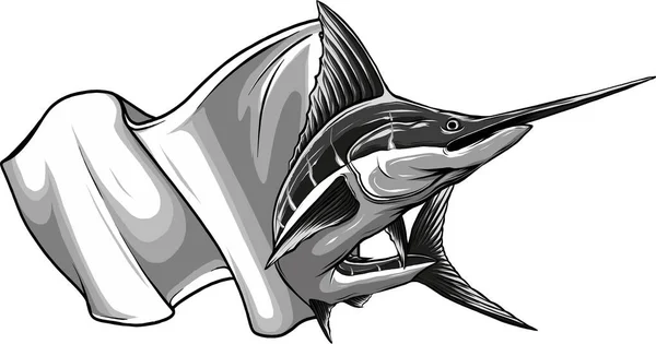 Illustration Marlin Fish Japanese Flag — Stock Vector