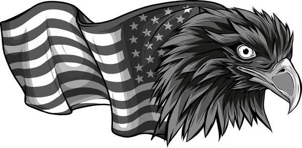 Απεικόνιση Του Κεφαλιού Αετός Αμερικανική Σημαία — Διανυσματικό Αρχείο