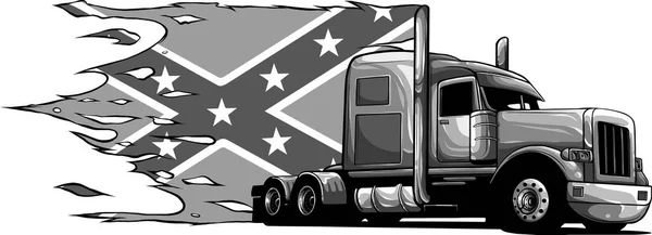 Ilustração Semi Caminhão Com Bandeira Confederada —  Vetores de Stock