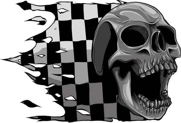 レースの旗ベクトルイラストと頭蓋骨 — ストックベクタ