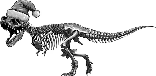 Ilustrace Tyrannosaurus Rex Vánoční Čepicí — Stockový vektor
