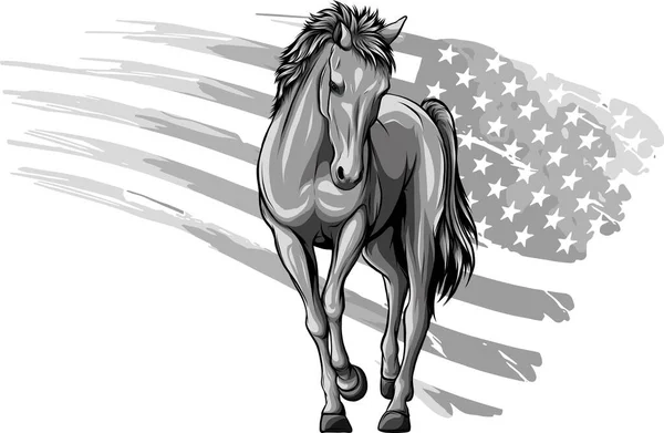 Иллюстрация Лошади Американским Флагом — стоковый вектор