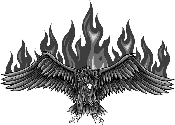 Vector Illustration Eagle Flames — Stock Vector