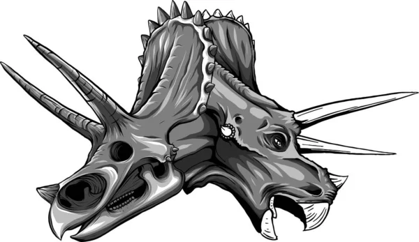 Triceratops Dinosaurierkopf Mit Totenkopf — Stockvektor