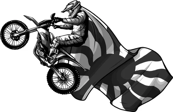 Illustration Motocross Rider Japan Flag — Stock Vector