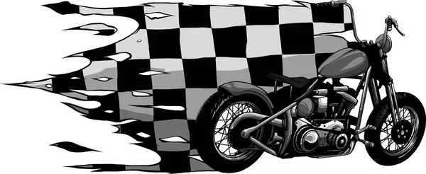 Illustration Anpassad Cykel Med Race Flagga — Stock vektor