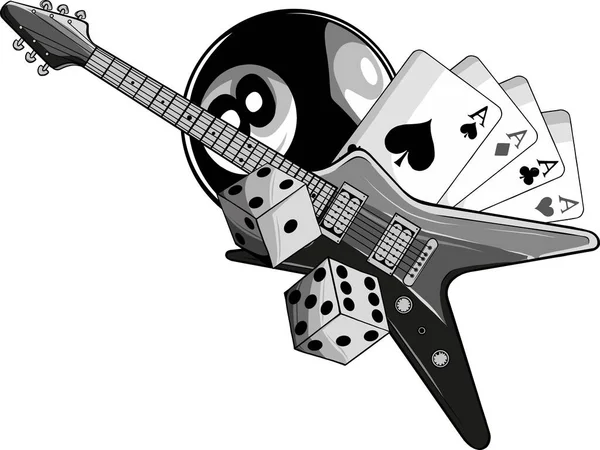 Ілюстрація Електричної Гітари Грою Казино — стоковий вектор