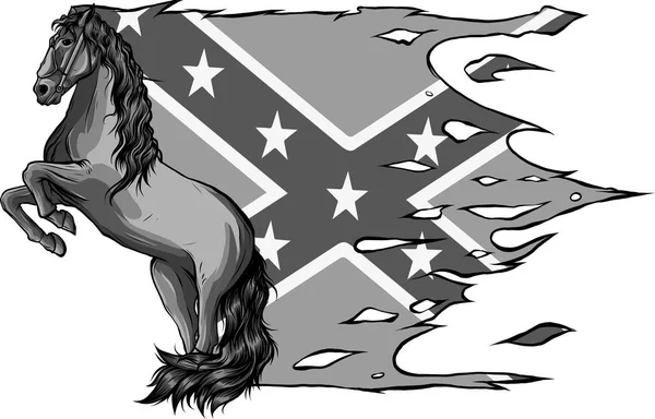 Иллюстрация Лошади Флагом Конфедерации — стоковый вектор