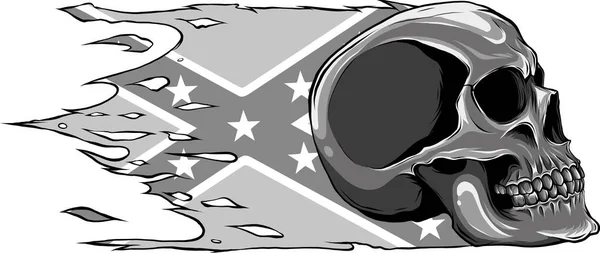Crâne Avec Drapeau Confédéré Américain Isolé Sur Blanc — Image vectorielle