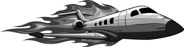 Illusztráció Égő Repülőgép Fehér Alapon — Stock Vector