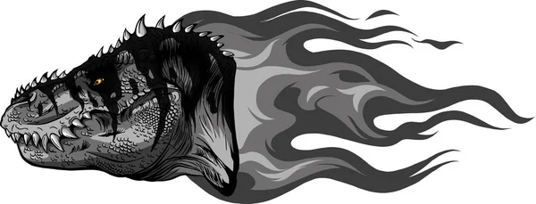 Ilustracja Wektora Tyranozaur Rex Płomieniem Design Art — Wektor stockowy