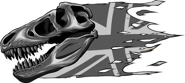 Illustratie Van Rex Skull Met Britse Vlag — Stockvector