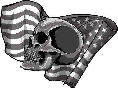 Kafatası ile Amerikan bayrağının çizimi