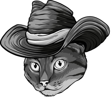 Kovboy şapkalı kedi maskot logosu