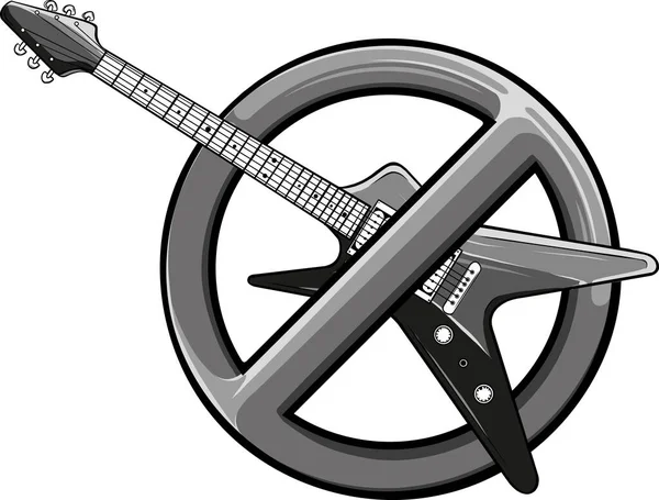Aucun Signe Guitare Électrique Sur Fond Blanc — Image vectorielle