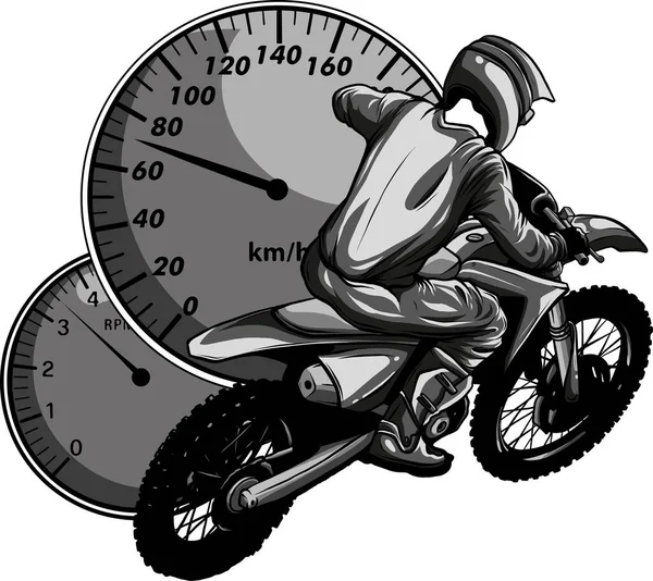 Ilustracja Motocyklisty Deską Rozdzielczą — Wektor stockowy
