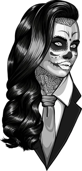 Illustration Business Woman Tattoo — Stock Vector