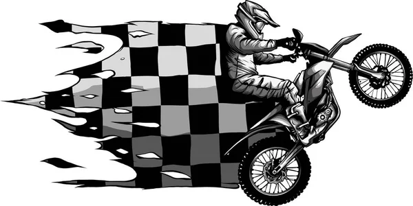 Ilustração Motocross Racing Flag Background Template — Vetor de Stock
