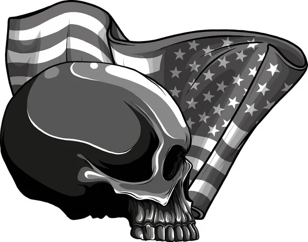 头盖骨的美国国旗图解 — 图库矢量图片