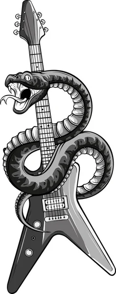 Ilustracja Gitary Wężem Białym Tle — Wektor stockowy