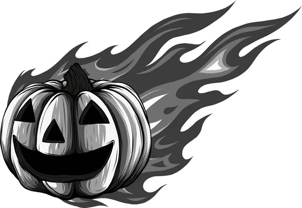 Illustratie Halloween Pompoen Met Vuur — Stockvector