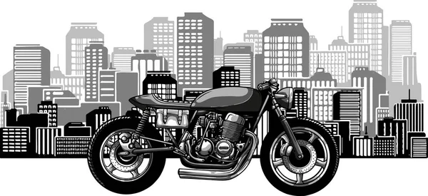Illustration Moto Sur Ville Arrière Plan — Image vectorielle