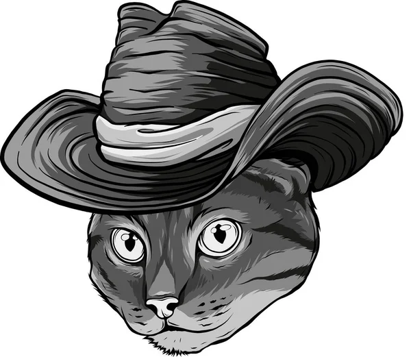 头戴牛仔帽的猫吉祥物标志 — 图库矢量图片