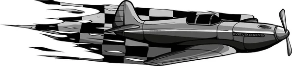 Ilustração Avião Com Bandeira Corrida — Vetor de Stock