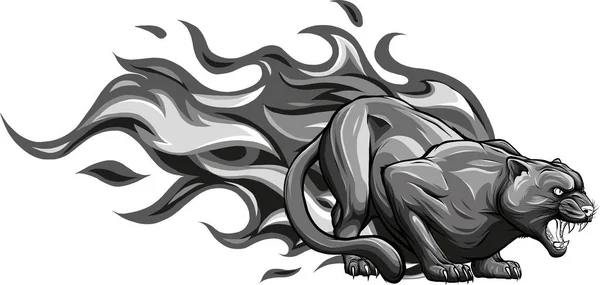 Menyala Panther Ilustrasi Pada Latar Belakang Putih - Stok Vektor