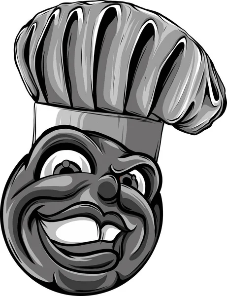 Chef Cook Emoticon Cartoon Face Chefs Hat — Stock Vector