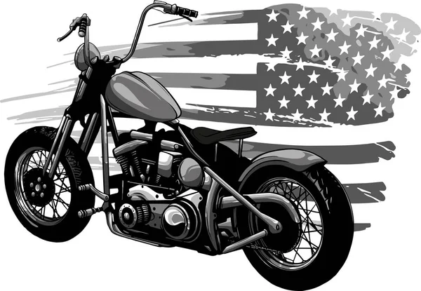Ilustração Helicóptero Motocicleta Com Bandeira Americana —  Vetores de Stock