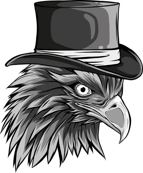 Ilustración Cabeza Águila Con Sombrero Cilindro — Archivo Imágenes Vectoriales