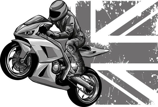 Ilustracja Sport Superbike Motocykl Londyńskiej Flagi — Wektor stockowy