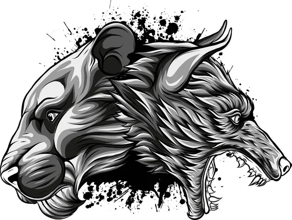 Logo Vectoriel Lion Loup Animaux — Image vectorielle