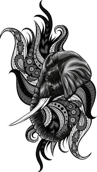 Απεικόνιση Της Κεφαλής Ελέφαντα Διακόσμηση Mandala — Διανυσματικό Αρχείο