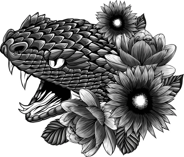 Απεικόνιση Της Κεφαλής Φιδιού Λουλούδι — Διανυσματικό Αρχείο