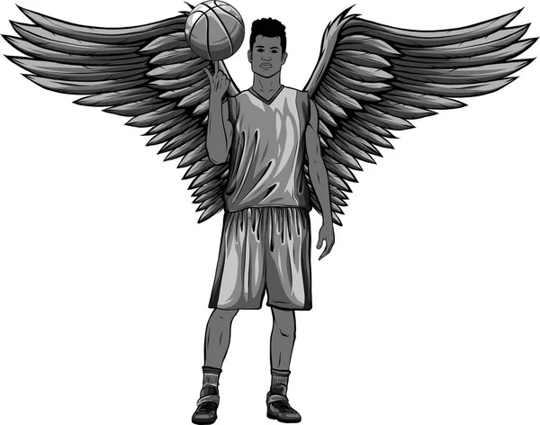 stock vector illustration of Basketball player with wing