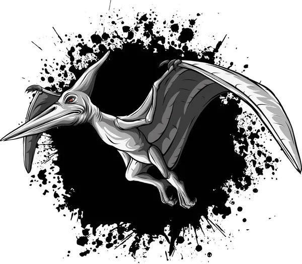 プラタノドンは恐竜のイラストを飛んでいます ジュラ紀の先史時代の危険な生物を飛んでいます 翼竜先史時代の恐竜 — ストックベクタ