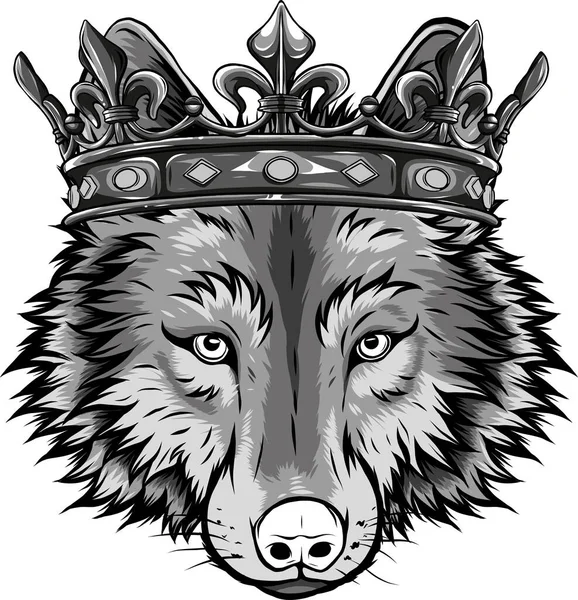 Απεικόνιση Του Βασιλιά Λύκος Λευκό Φόντο — Διανυσματικό Αρχείο