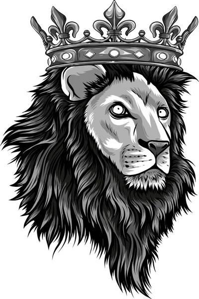 Απεικόνιση Της Κεφαλής Του Βασιλιά Lion Χρώμα — Διανυσματικό Αρχείο