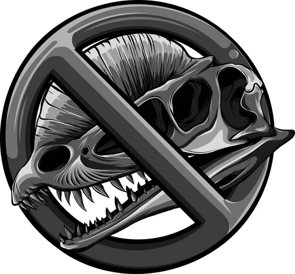 Ilustración Cráneo Dinosaurio Signo Prohibido — Vector de stock